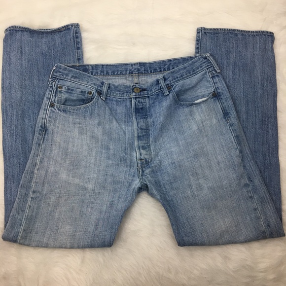 Levi’s 501 Button Fly Blue Denim Jeans - 36x32 - Picture 3 of 8